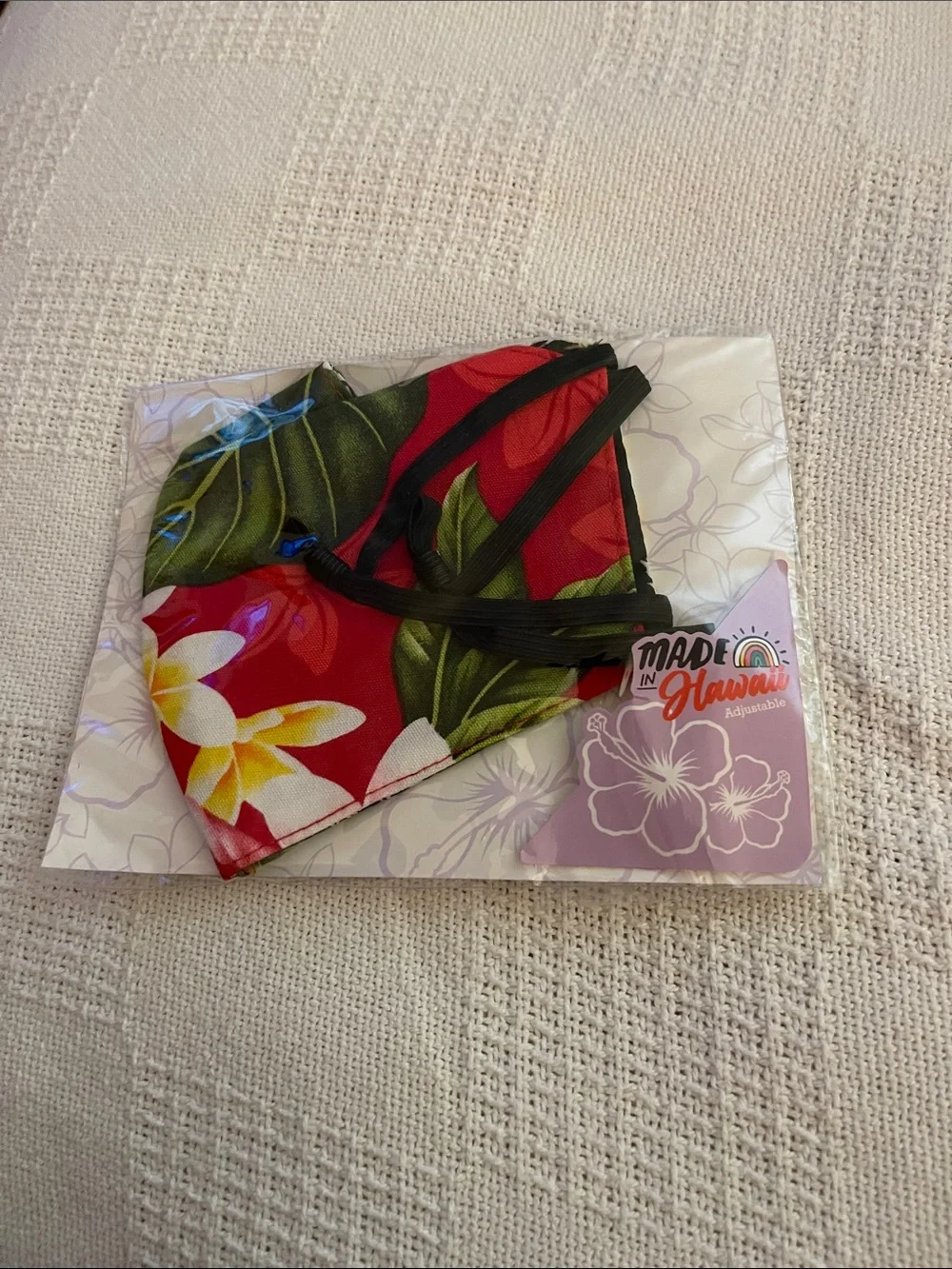 Made in Hawaii Adult Red Floral One-Piece Face Mask
